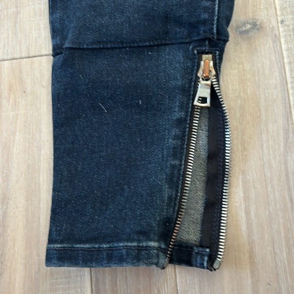 R+A Dark Blue Skinny Jeans W/ Zippers - Picture 2 of 9